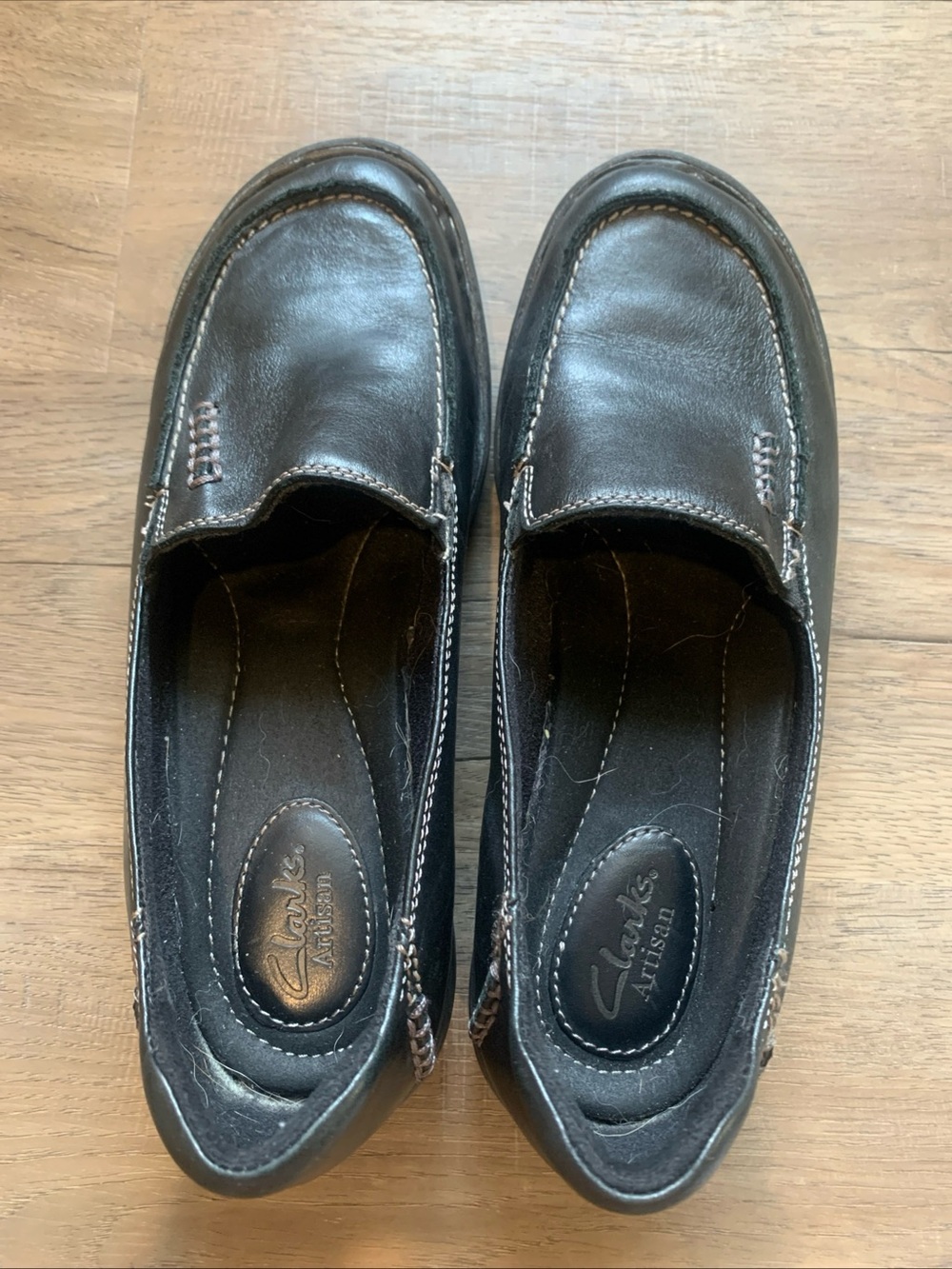 Clarks Black Leather Slip-On Loafers for Women